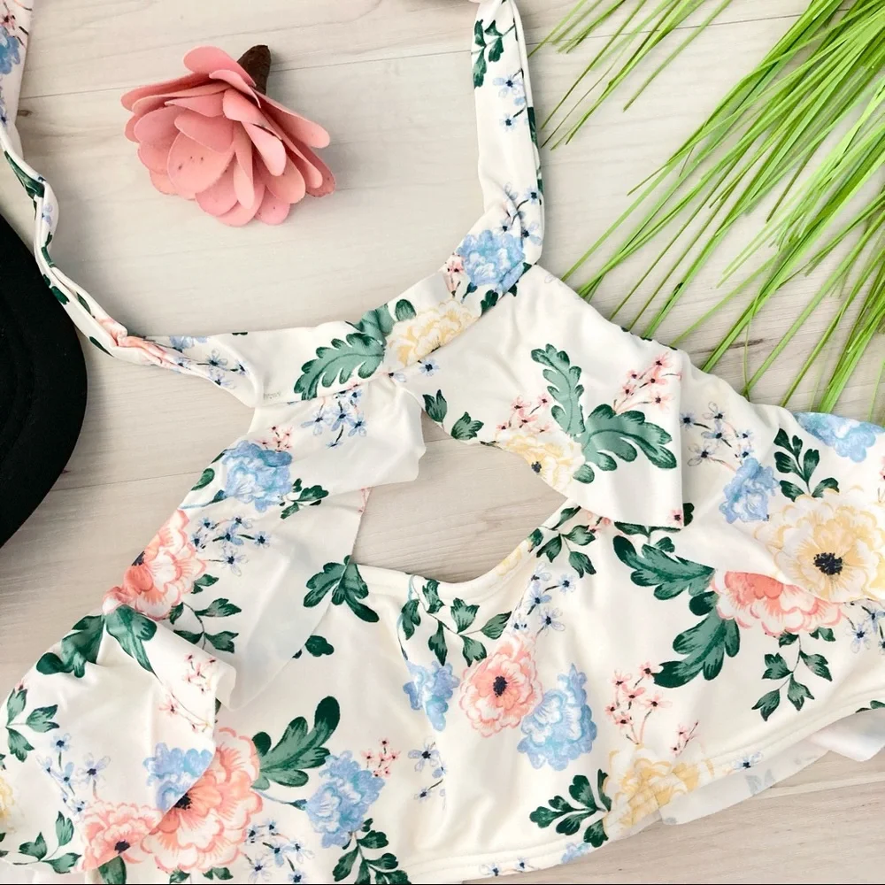 🌼🍍 O’Neill Girls’ Arabella Floral High Neck Two-Piece Swimsuit 👙☀️🏝💗🍍